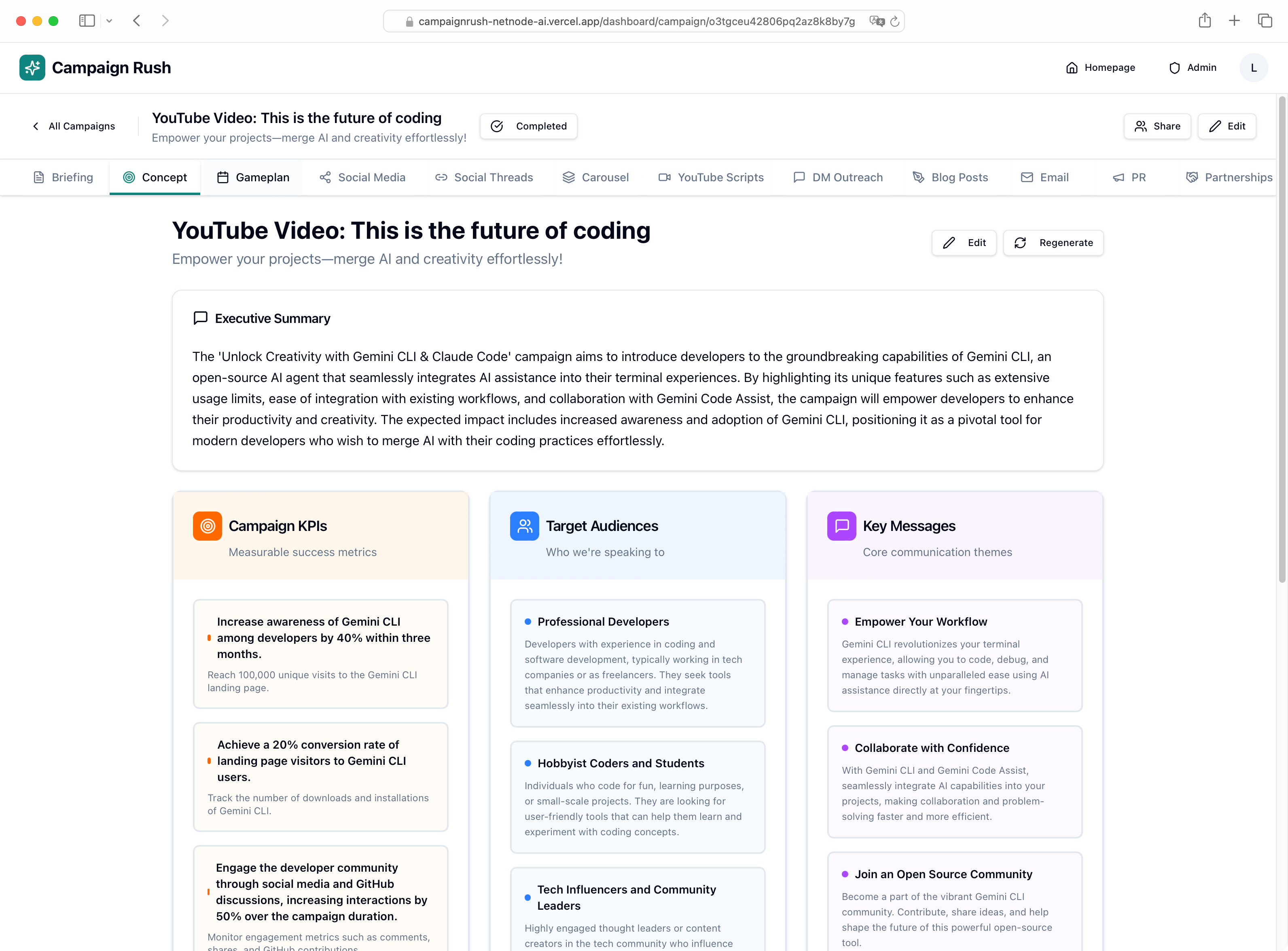 Campaign Rush AI Marketing Platform